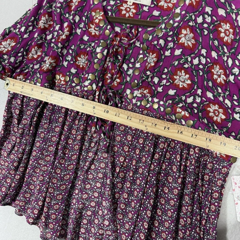 Free People Top Womens XS Malia Babydoll Jacket Embellished Floral Tie Front NWT